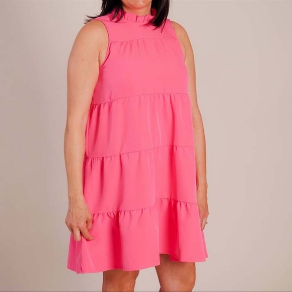 NWT Mud Pie Pink Bow Neck Dress. Size Small - Picture 3 of 11